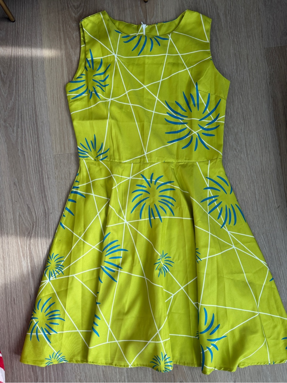 Lime Green Floral Fit & Flare Dress (Joy from Up Costume)